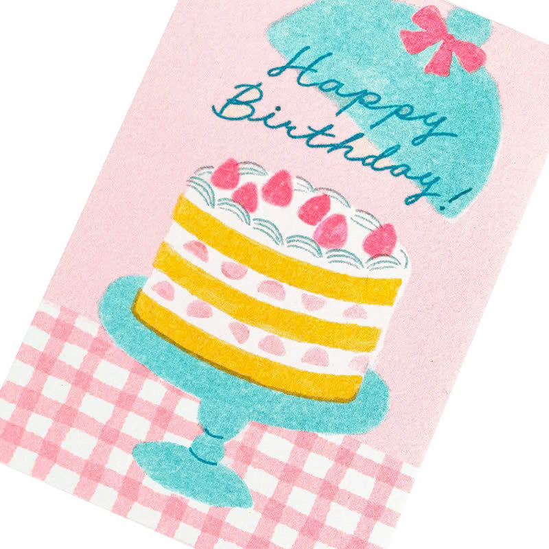 Furukawa Shiko Risograph Birthday Postcard - Strawberry Cake