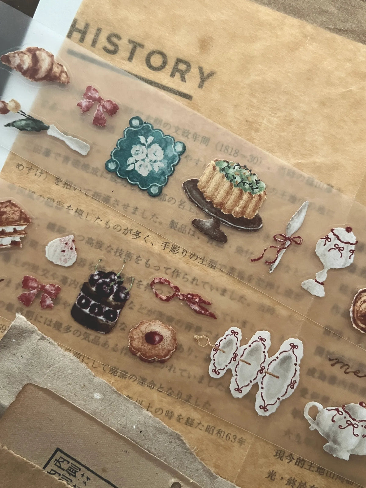 Breezy Studio Kiss-Cut PET Tape Stickers – Tea salon (3.5 cm x 100 cm)