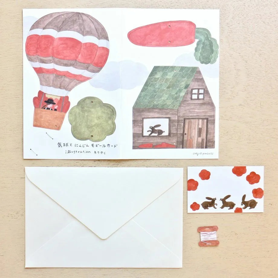 Cozyca x Necktie Mobile Card - Hot Air Balloon & Carrot