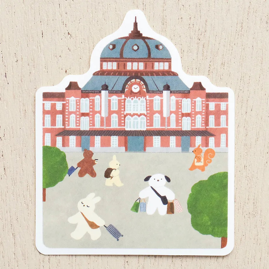 Cozyca x Mariko Fukuoka Waterproof Sticker - Tokyo Station