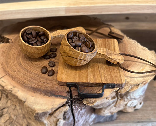 Hand-Carved Wooden Coffee Measure Spoon (2 Handle Lengths)
