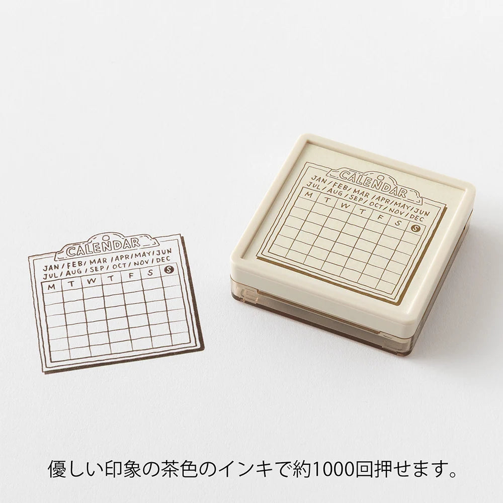 MIDORI Paintable Stamp Pre-Inked - Calendar Soft Brown