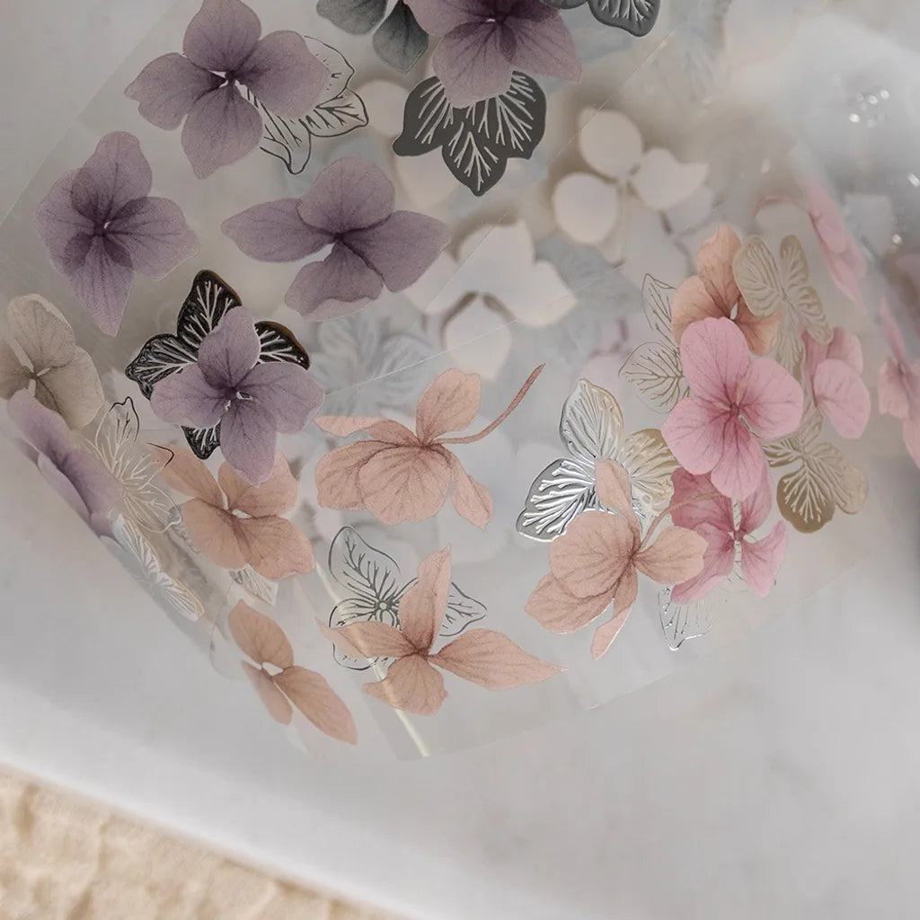Loi Design Clear Silver Foil PET Tape – Hydrangea Petals (5 cm x 90 cm)