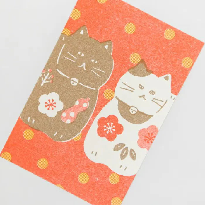 Furukawa Shiko Risograph Postcard - Beckoning Fortune Cat