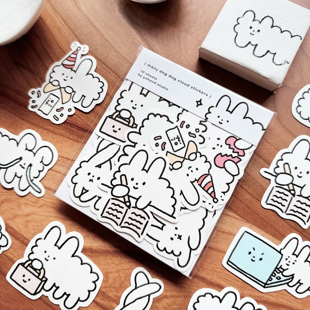 Yohand Studio Medium Sticker Set (10 pcs) – Dog Clouds
