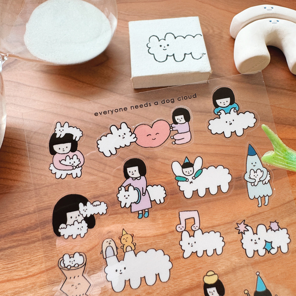 Yohand Studio Die-Cut Transparent Stickers - Dog Cloud Friends