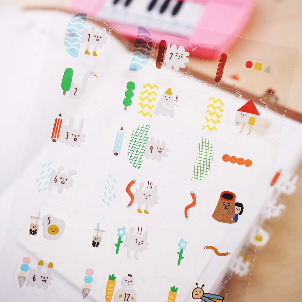 Yohand Studio Transparent Monthly Index Stickers - Dog Cloud