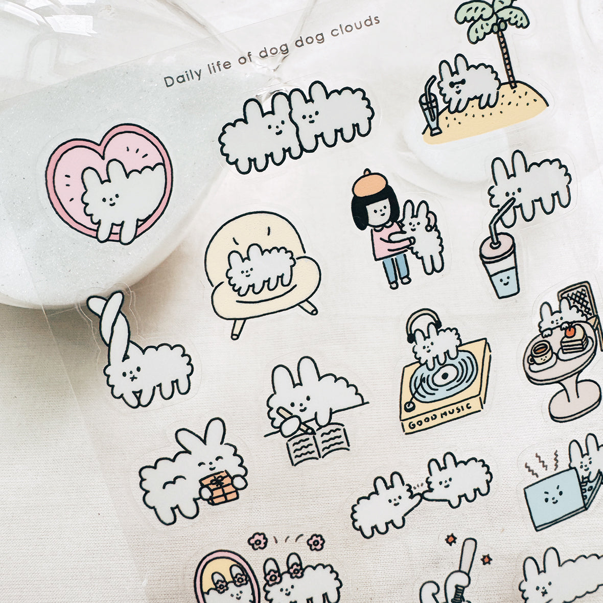 Yohand Studio Die-Cut Transparent Stickers - Dog Cloud Daily