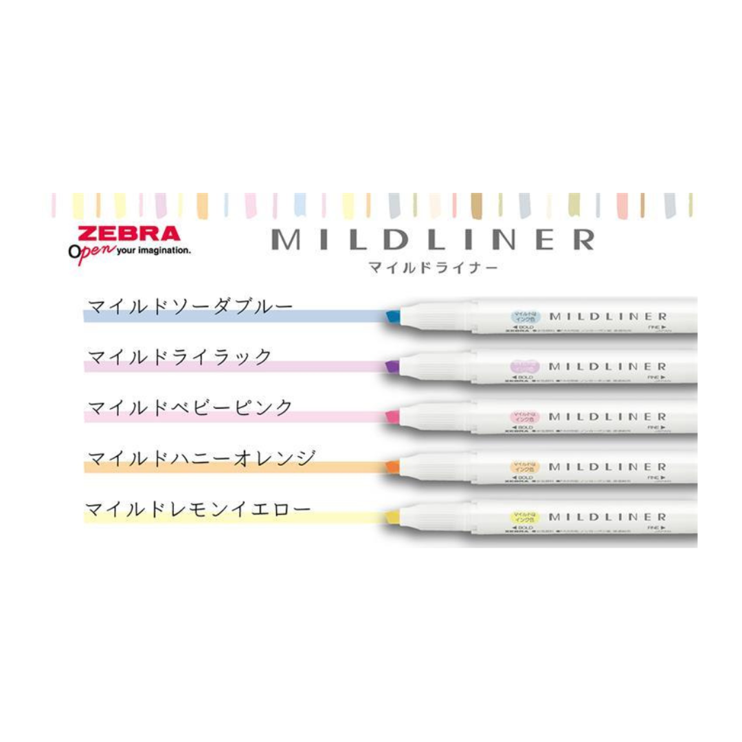Zebra Mildliner Double-Ended Highlighter - Gentle Set (5 pcs)