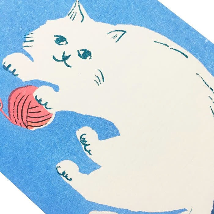 Furukawa Shiko Risograph Postcard - Cat with Yarn