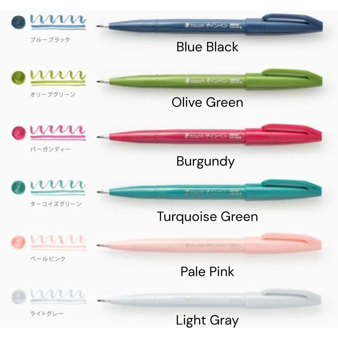 Pentel Touch Brush Sign Pen 6 Color Set B