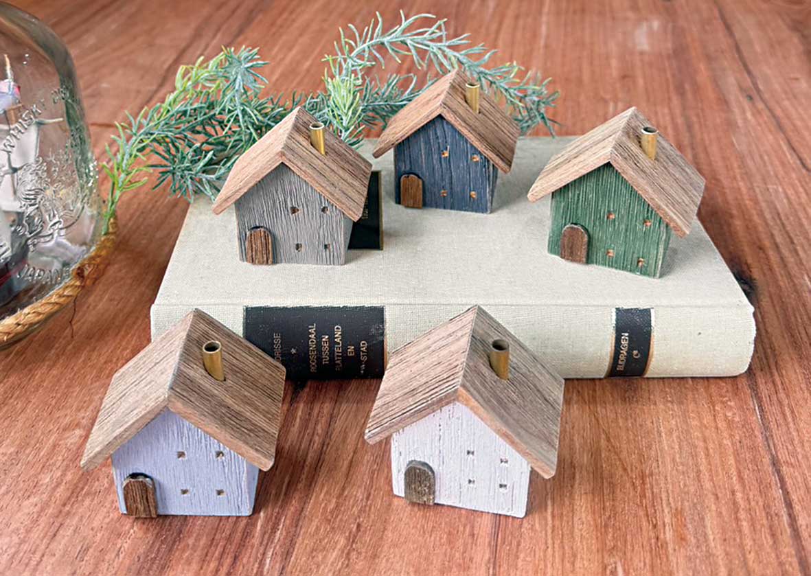 Antique Wooden House Ornament (5 Colors)