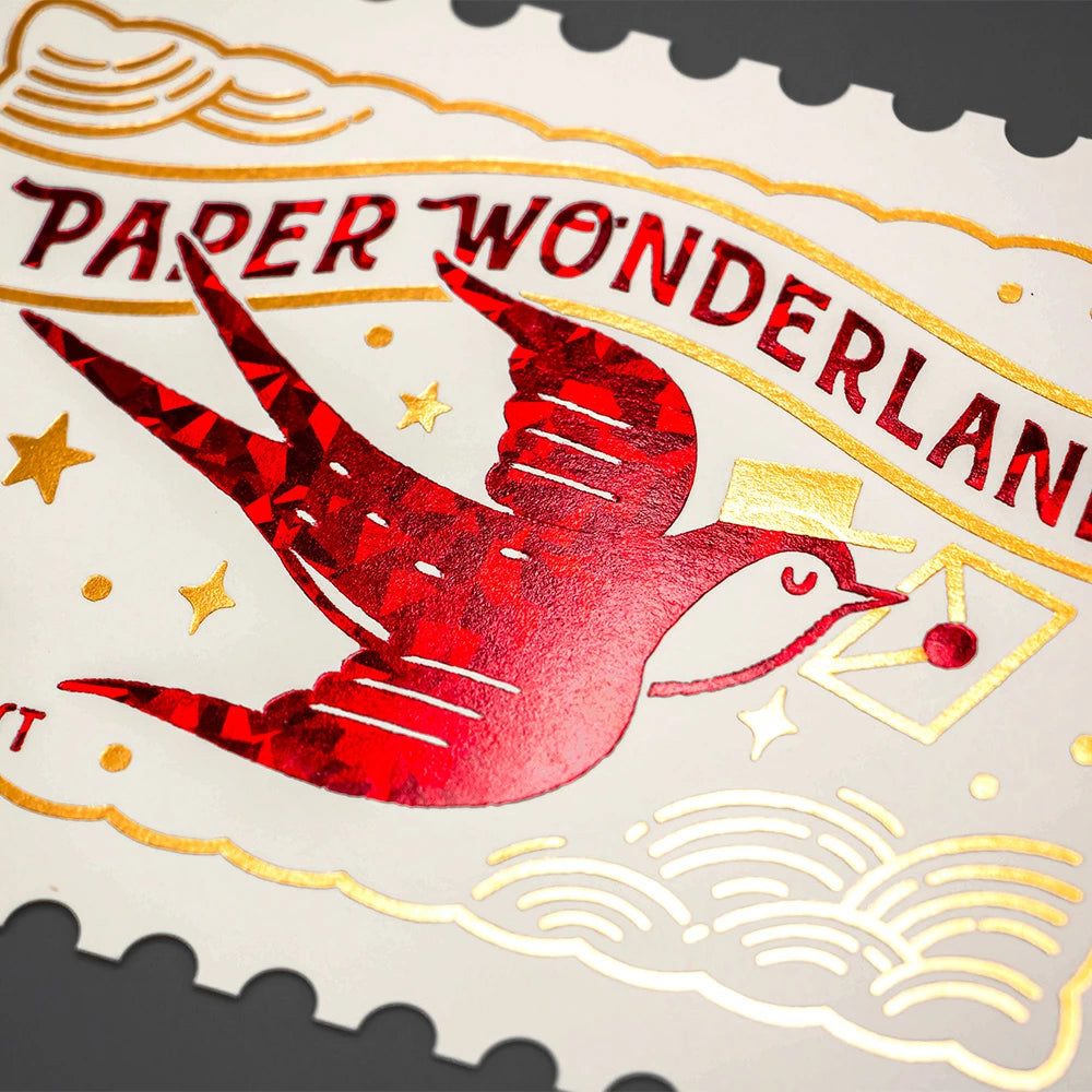 ROKKAKU x ob1toy Stamp-Shaped Foil Postcard - Swallow