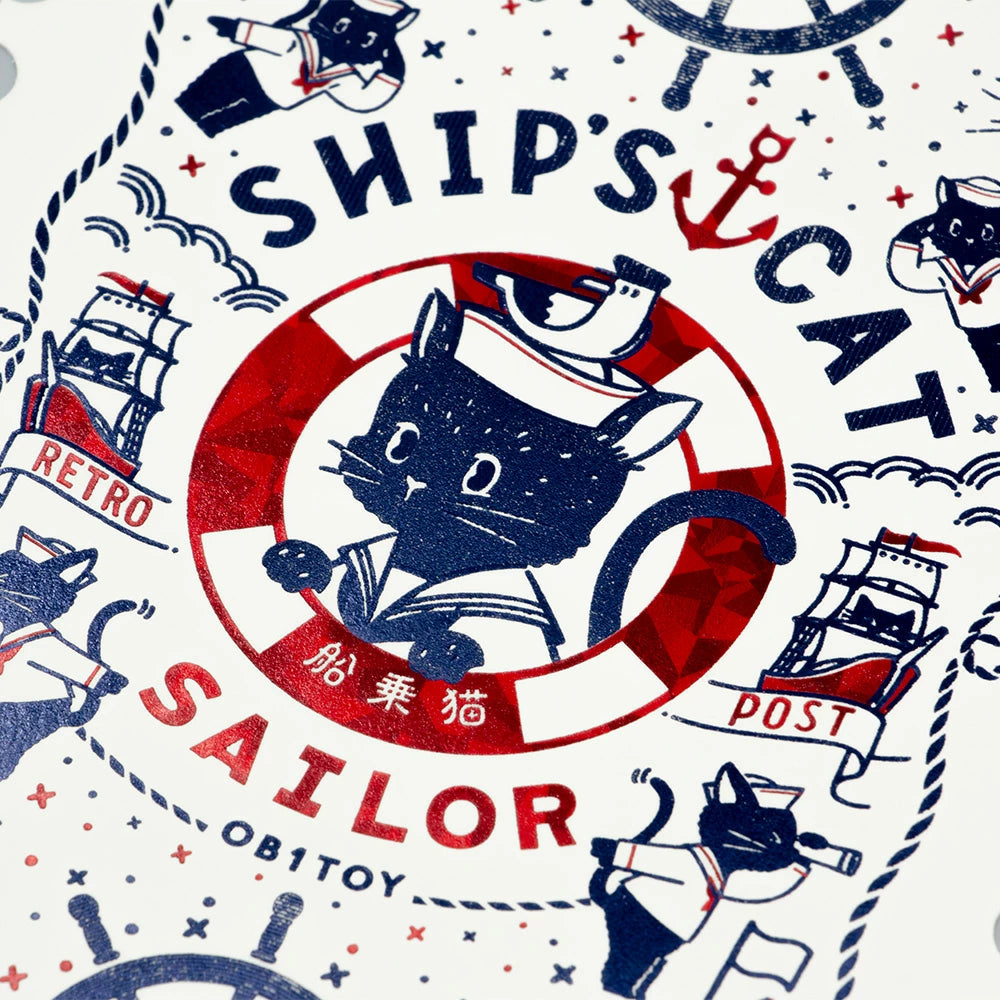 ROKKAKU x ob1toy Stamp-Shaped Foil Postcard - Ship's Cat