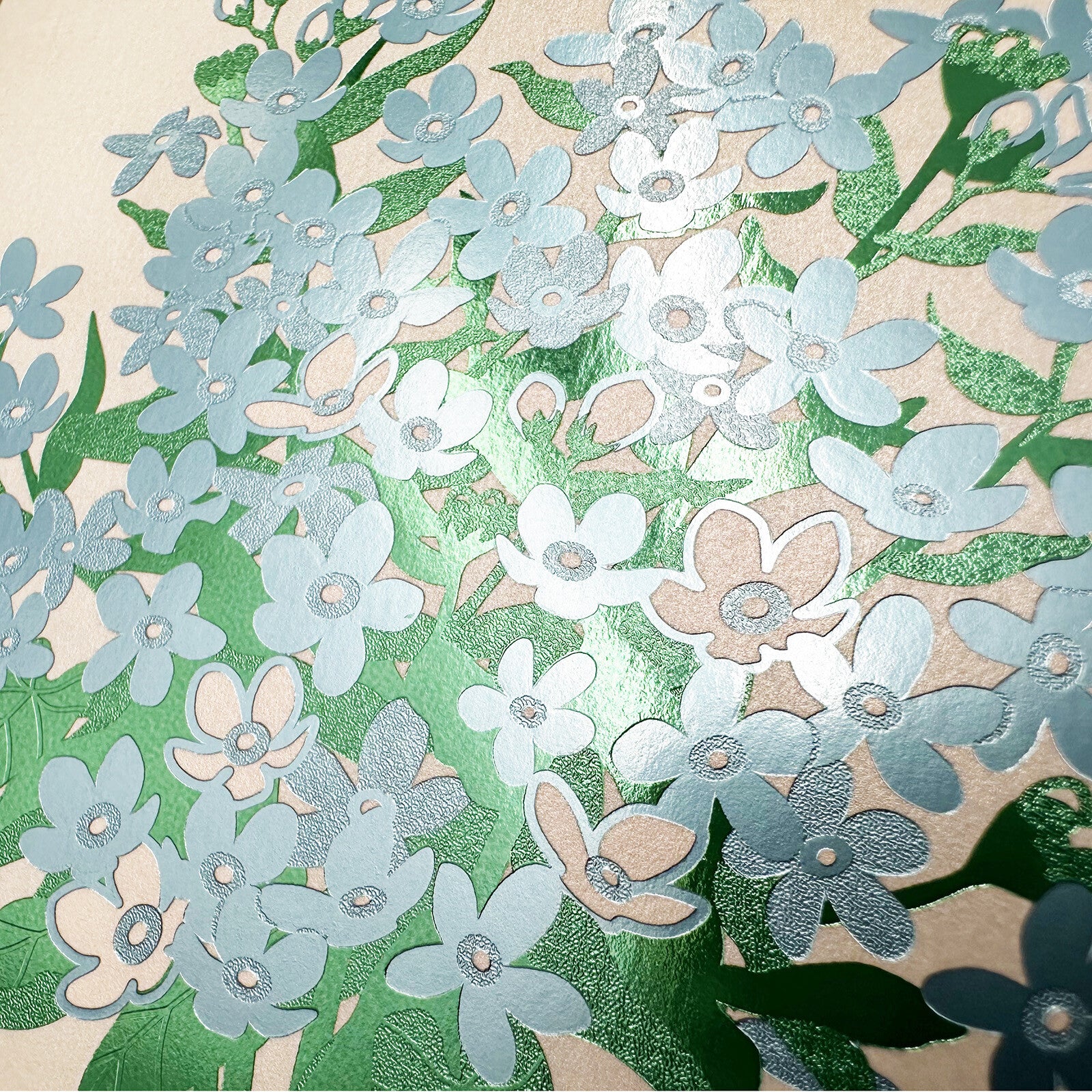ROKKAKU Hakuoshi Foil-Stamped Botanical Postcard - Blue Star