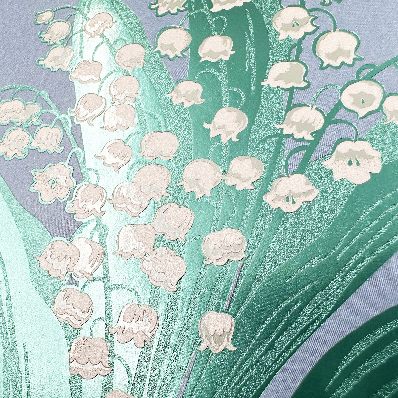 ROKKAKU Hakuoshi Foil-Stamped Botanical Postcard - Lily of the Valley