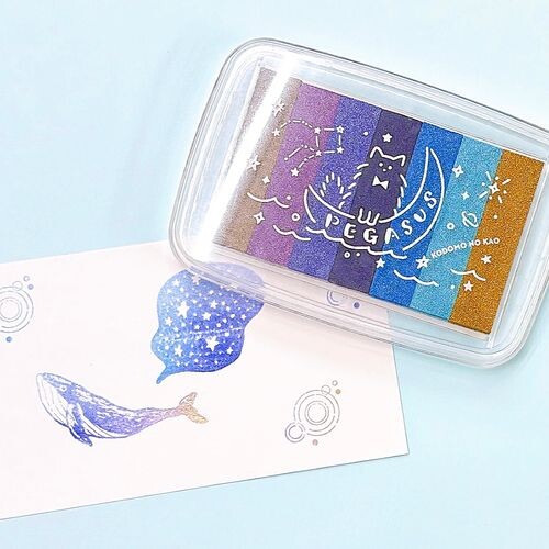 Kodomo No Kao 7-Color Glitter Gradient Ink Pad – Sparkling Pegasus