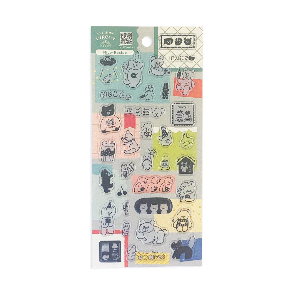 Creators Circus x Nico-Recipe Puffy Clear Dome Sticker Sheet – Food Series