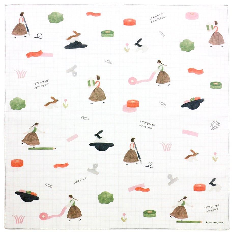 Cozyca x Necktie Large Handkerchief - Meadow on the Desk