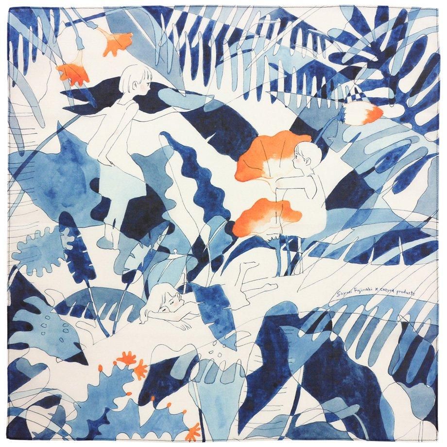 Cozyca Products X Sayuri Fujimaki 100% Cotton Handkerchief - Secret Rainforest