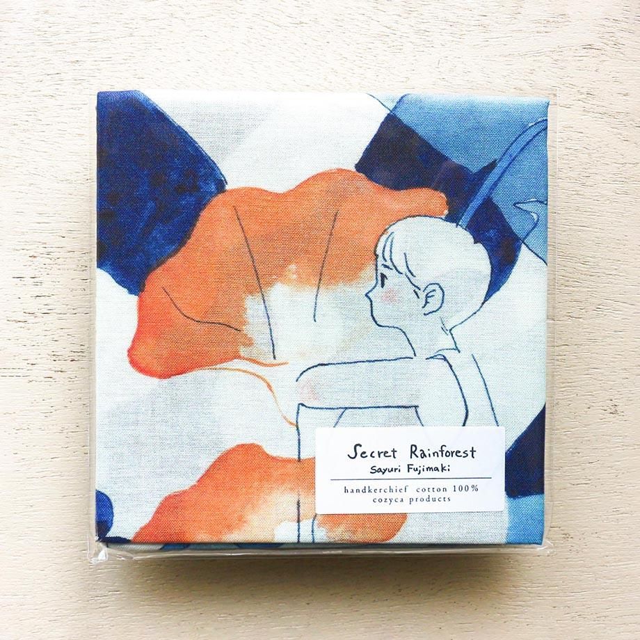 Cozyca Products X Sayuri Fujimaki 100% Cotton Handkerchief - Secret Rainforest