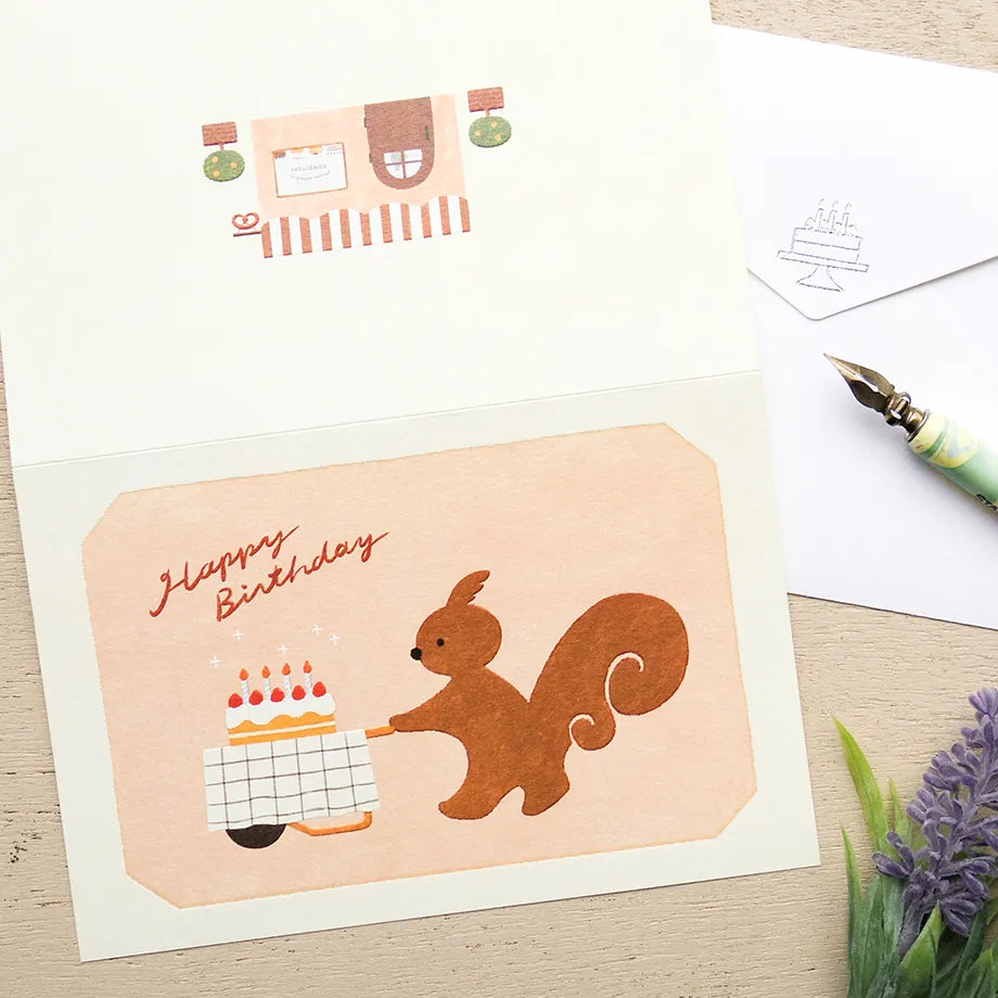 Cozyca x Mariko Fukuoka Birthday Card - Squirrel Cake Shop