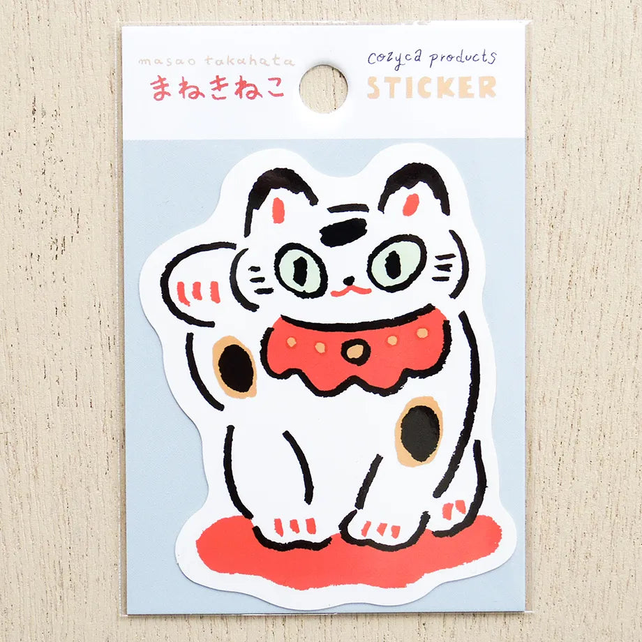 Cozyca x Masao Takahata Waterproof Sticker - Lucky Maneki Neko