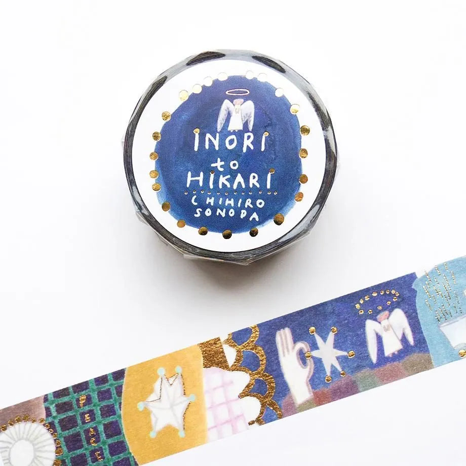 Cozyca x CHIHIRO SONODA Foil-Stamped Washi Tape – Prayer and Light (2 cm × 5 m)