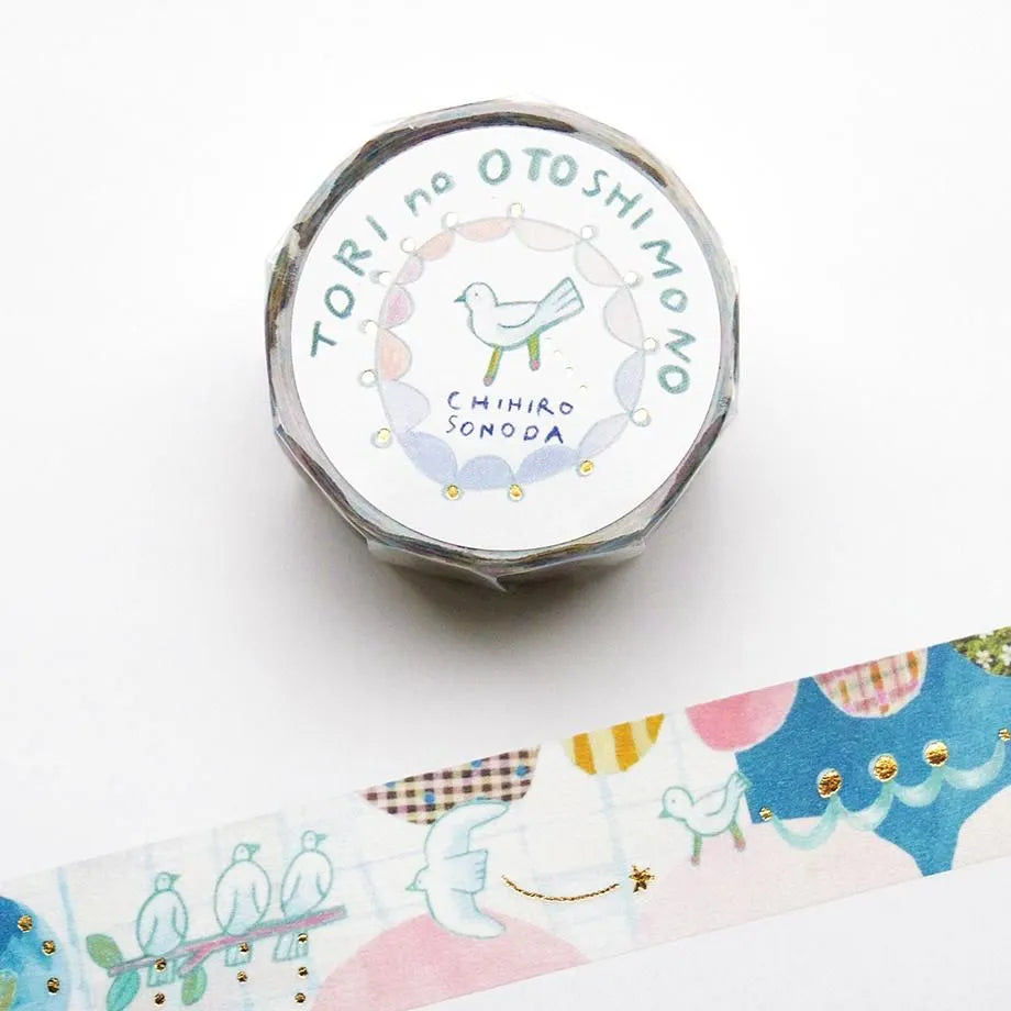 Cozyca x CHIHIRO SONODA Foil-Stamped Washi Tape – Bird’s Lost Item (2 cm × 5 m)