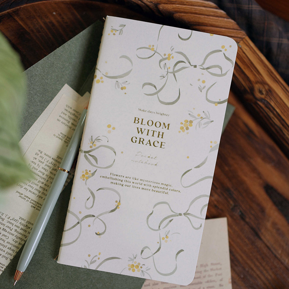 wwiinngg Slim Thread-Bound Notebook (Blank Pages) - Green Ribbon