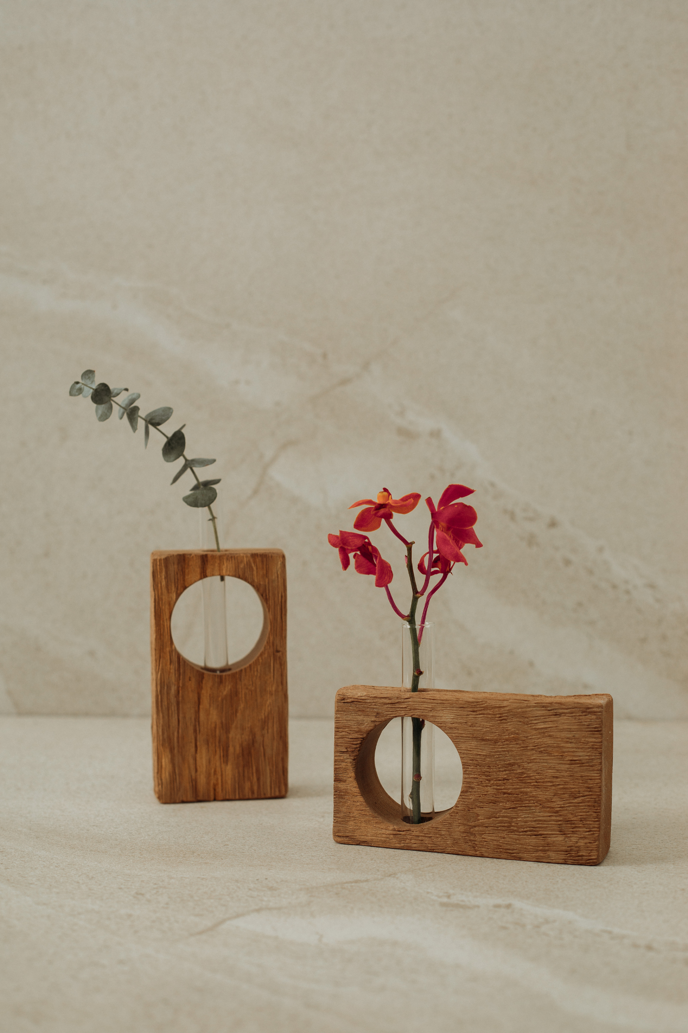 Aged Wood Single-Stem Vase (4 Designs)