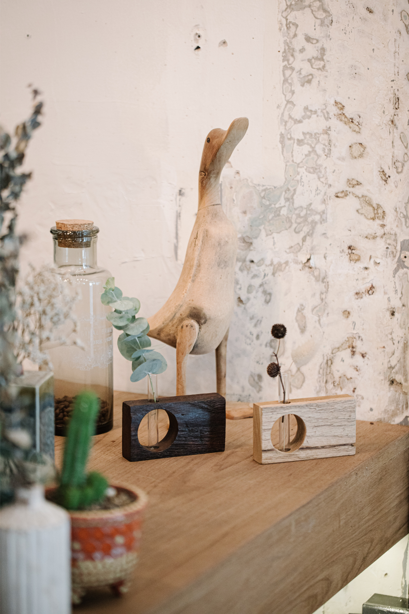 Aged Wood Single-Stem Vase (4 Designs)