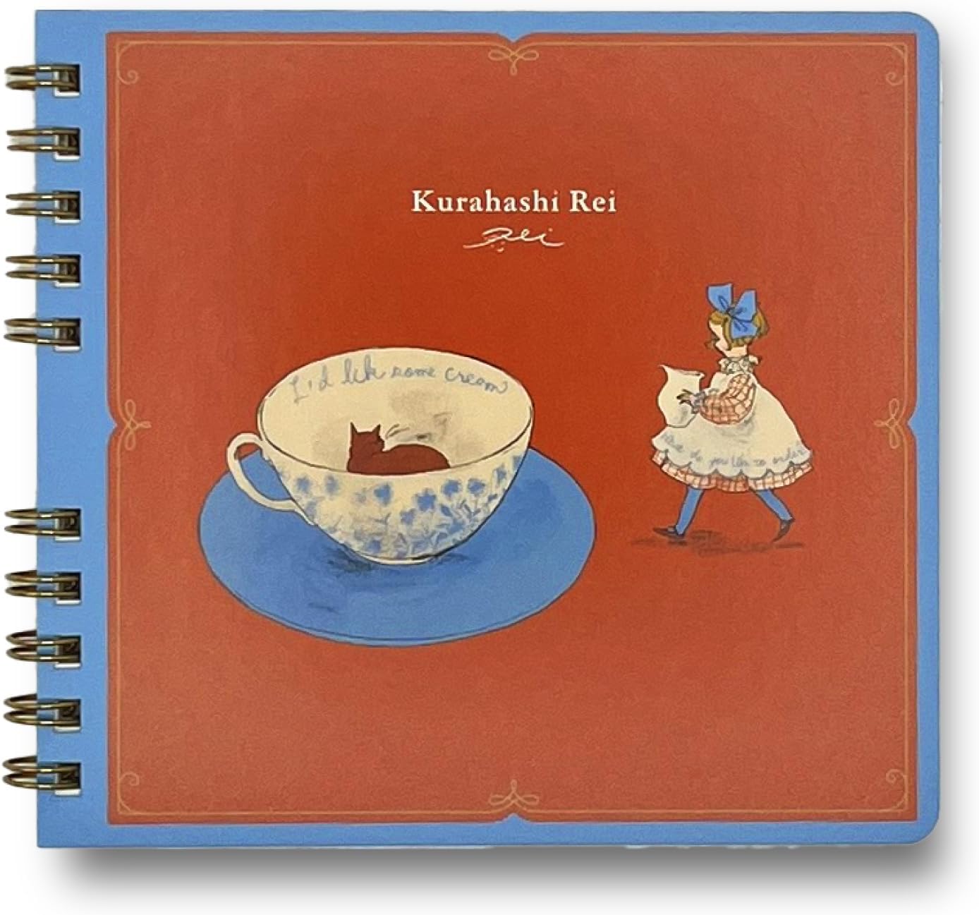 Kurahashi Rei Square Ring Notebook (Lined Pages) - Tea Time