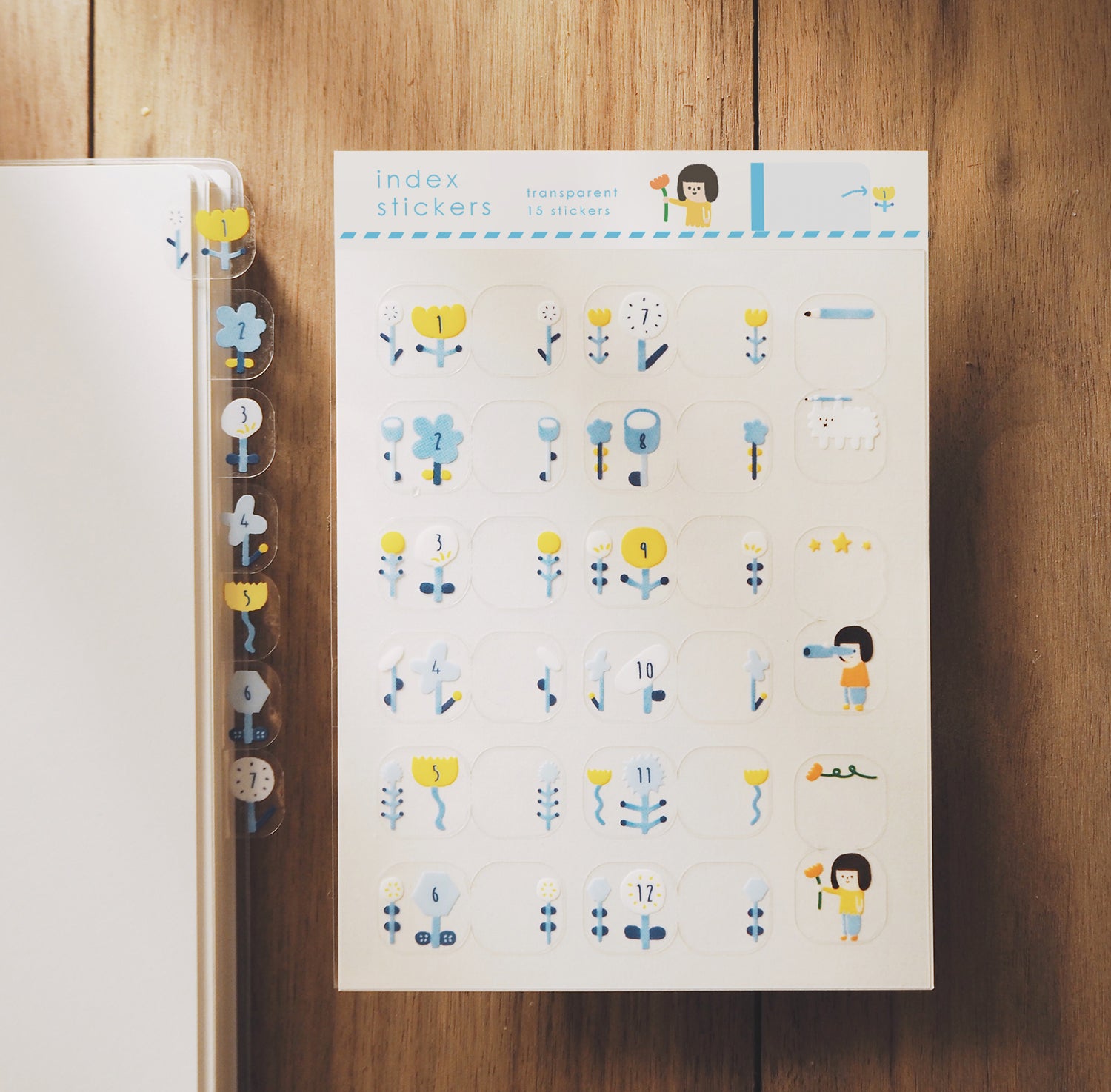 Yohand Studio Transparent Monthly Index Stickers - Flowers