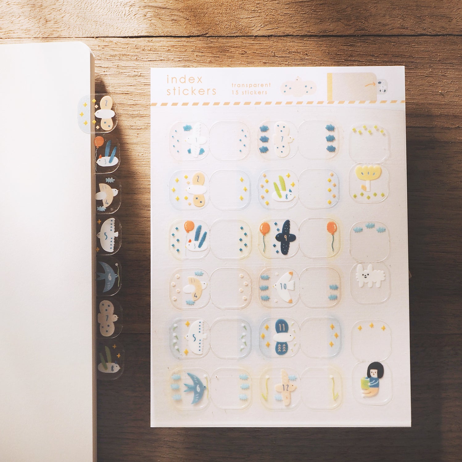 Yohand Studio Transparent Monthly Index Stickers - Birds