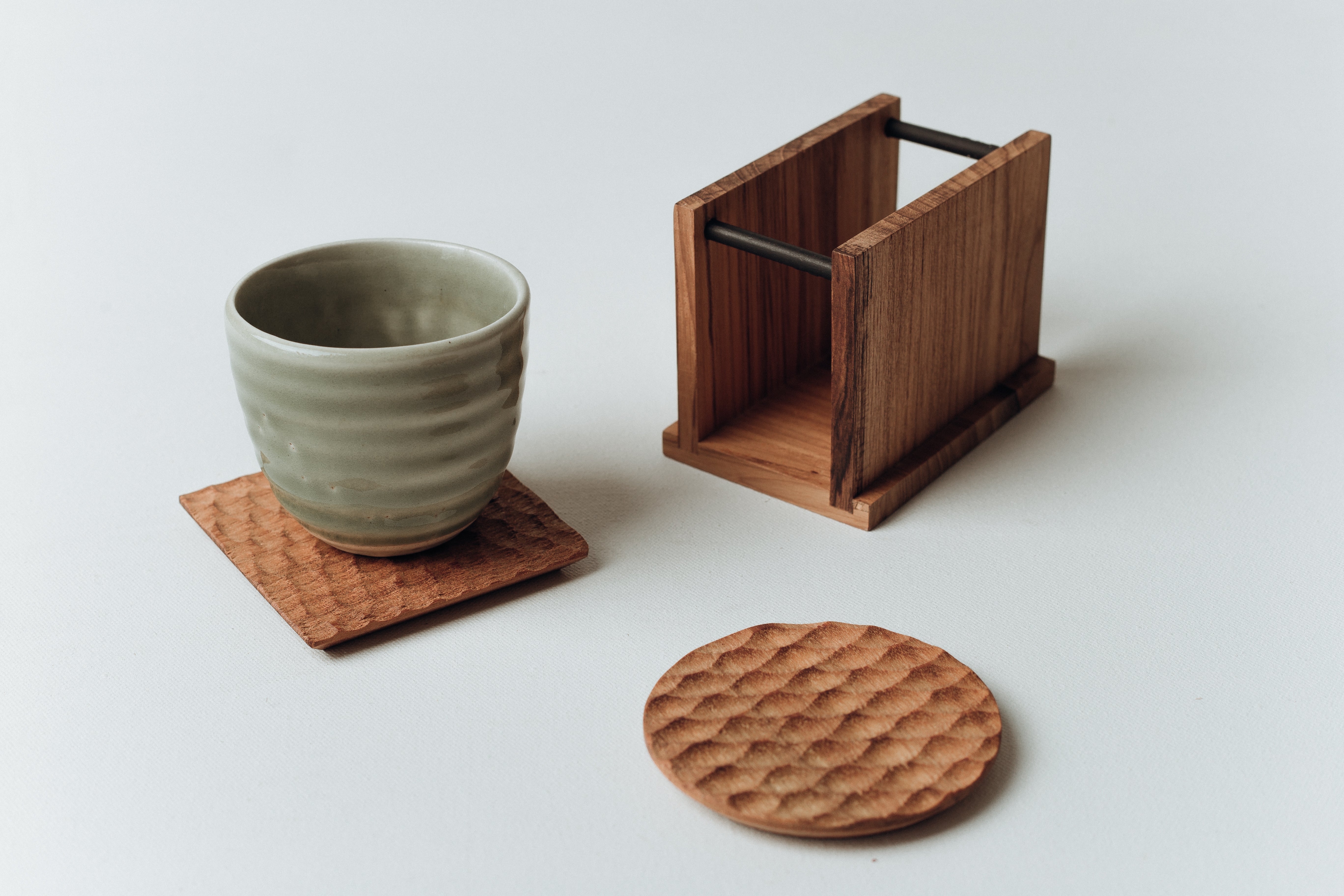 Hand-Carved Teak Coaster Collection