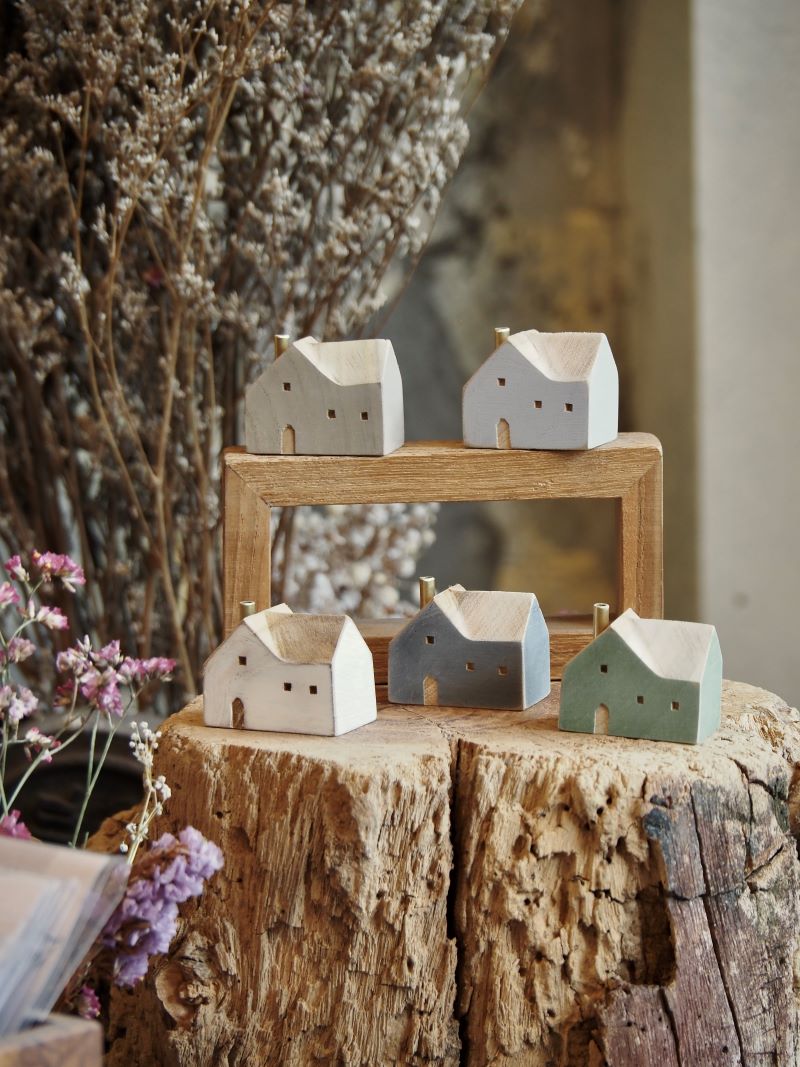 Mini Cottage Wooden House Ornament (5 Colors)