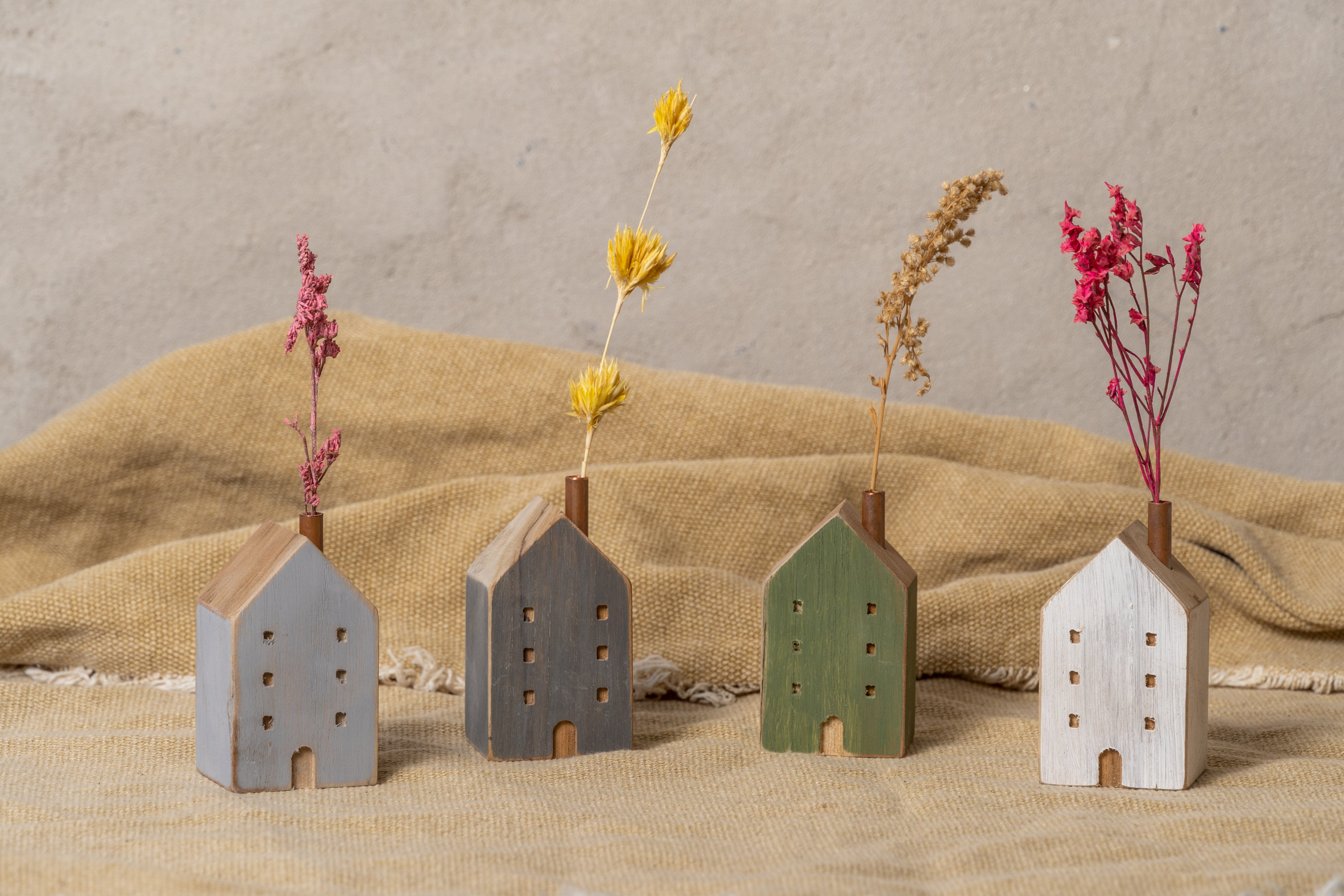 Classic Wooden House Ornament (4 Colors)