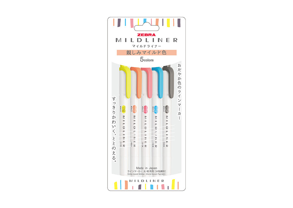 Zebra Mildliner Double-Ended Highlighter - Friendly Set (5 pcs)