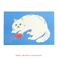 Furukawa Shiko Risograph Postcard - Cat with Yarn