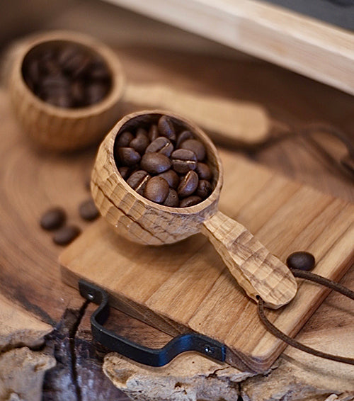 Hand-Carved Wooden Coffee Measure Spoon (2 Handle Lengths)