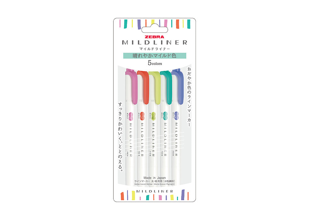 Zebra Mildliner Double-Ended Highlighter - Refresh Set (5 pcs)