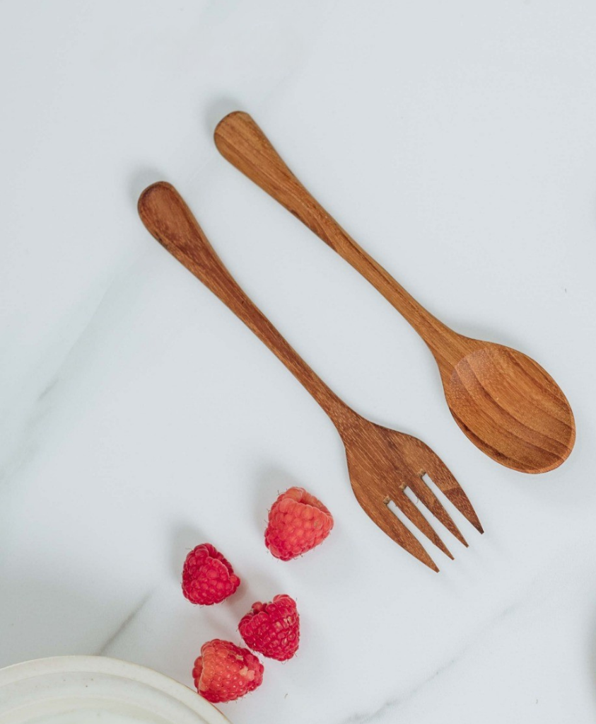 Wooden Dessert Fork & Spoon Set