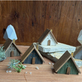 Wide Roof Wooden House Ornament (5 Colors)