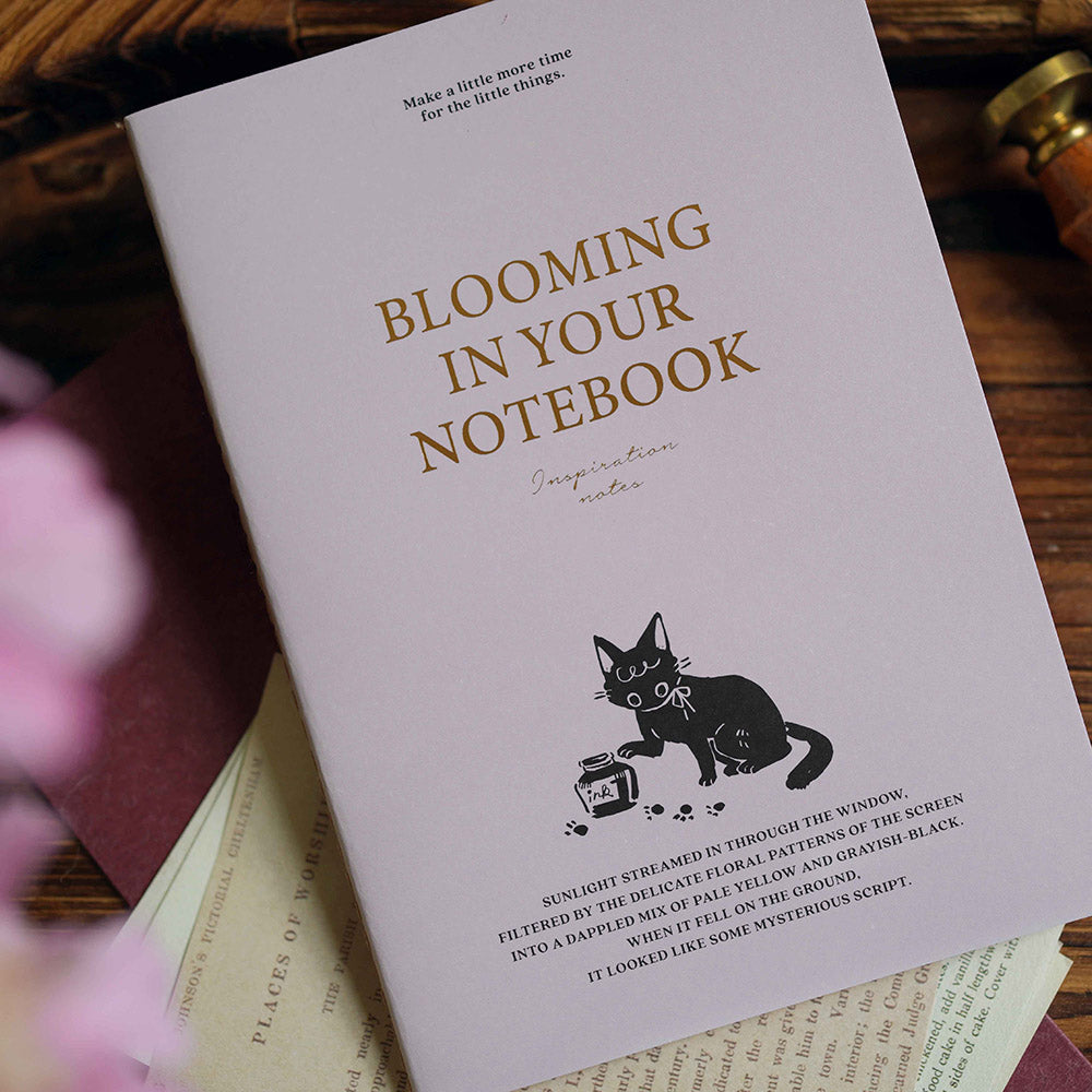 wwiinngg Thread-Bound Notebook (B6 Grid Pages) -  Dusty Pink Cover Cat