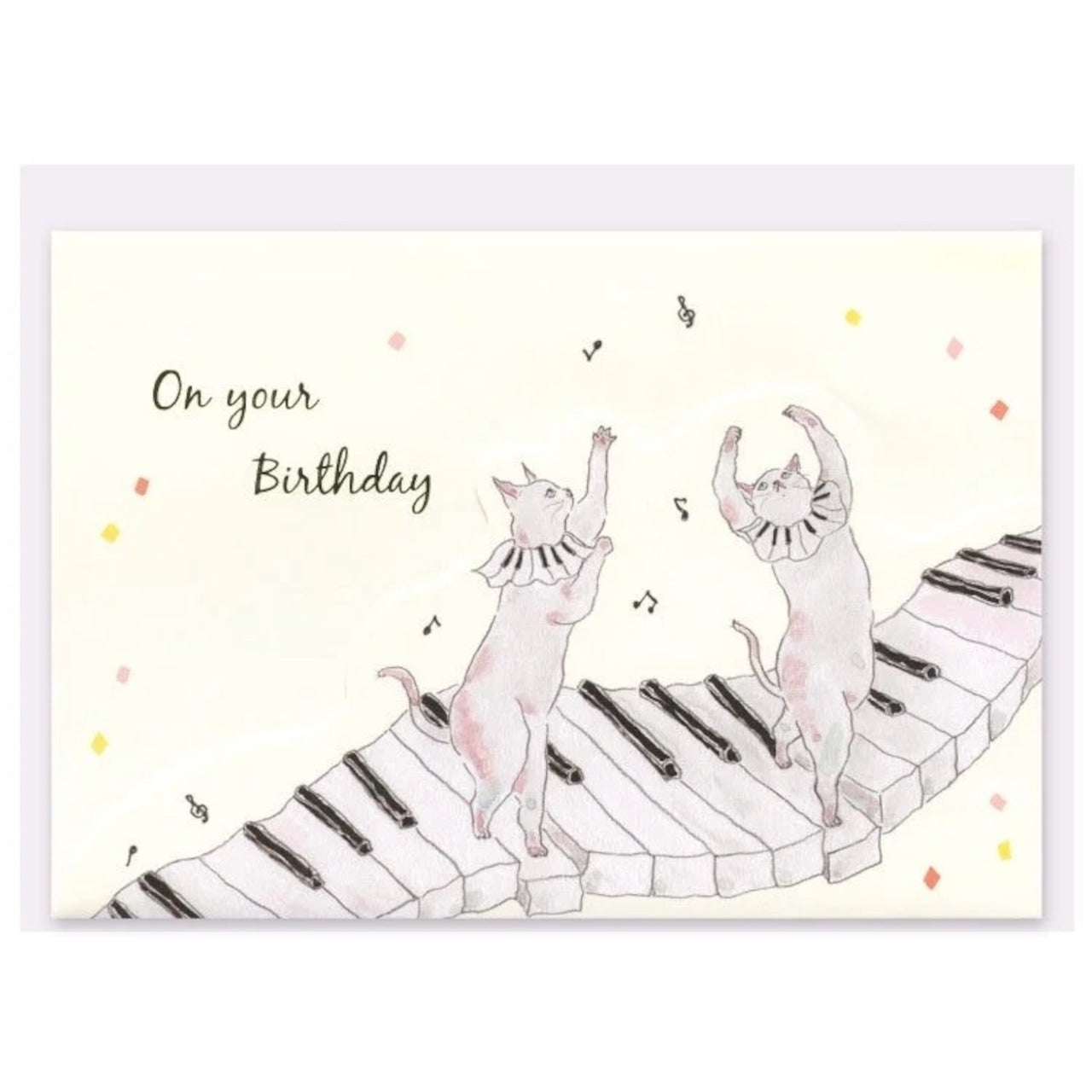Tocorocomugi Gold Foil Pop-up Birthday Card - Piano & Cats