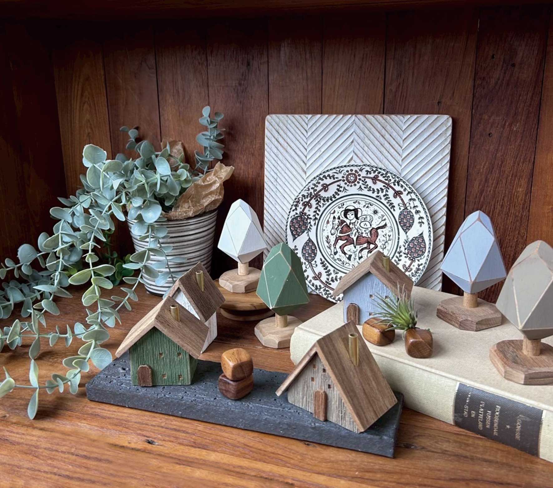 Antique Wooden House Ornament (5 Colors)