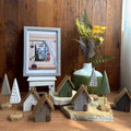 Asymmetrical Wooden House Ornament (5 Colors)