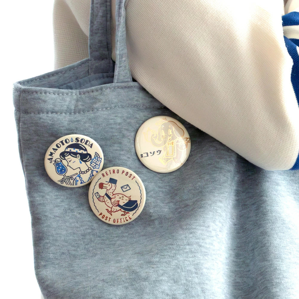 ROKKAKU x ob1toy Foil-Stamped Can Badge - Retro Post Office