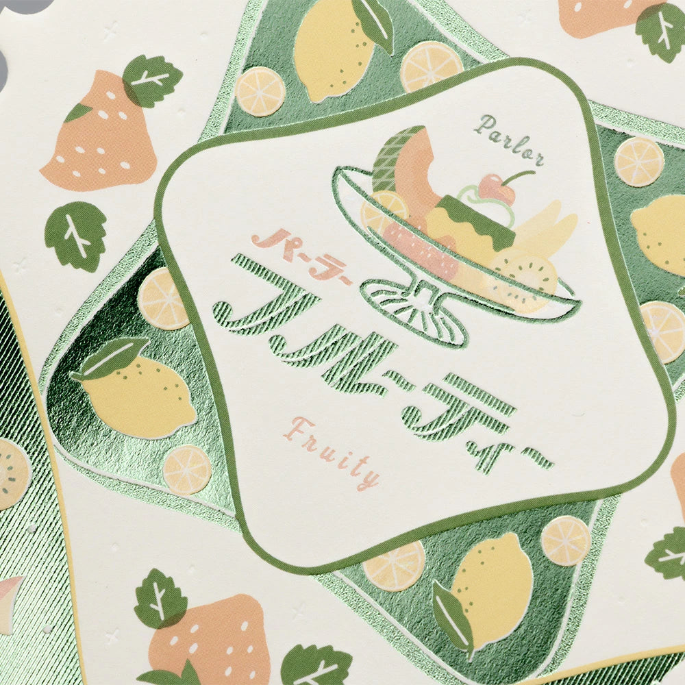 ROKKAKU x ob1toy Stamp-Shaped Foil Postcard - Parlor Fruity